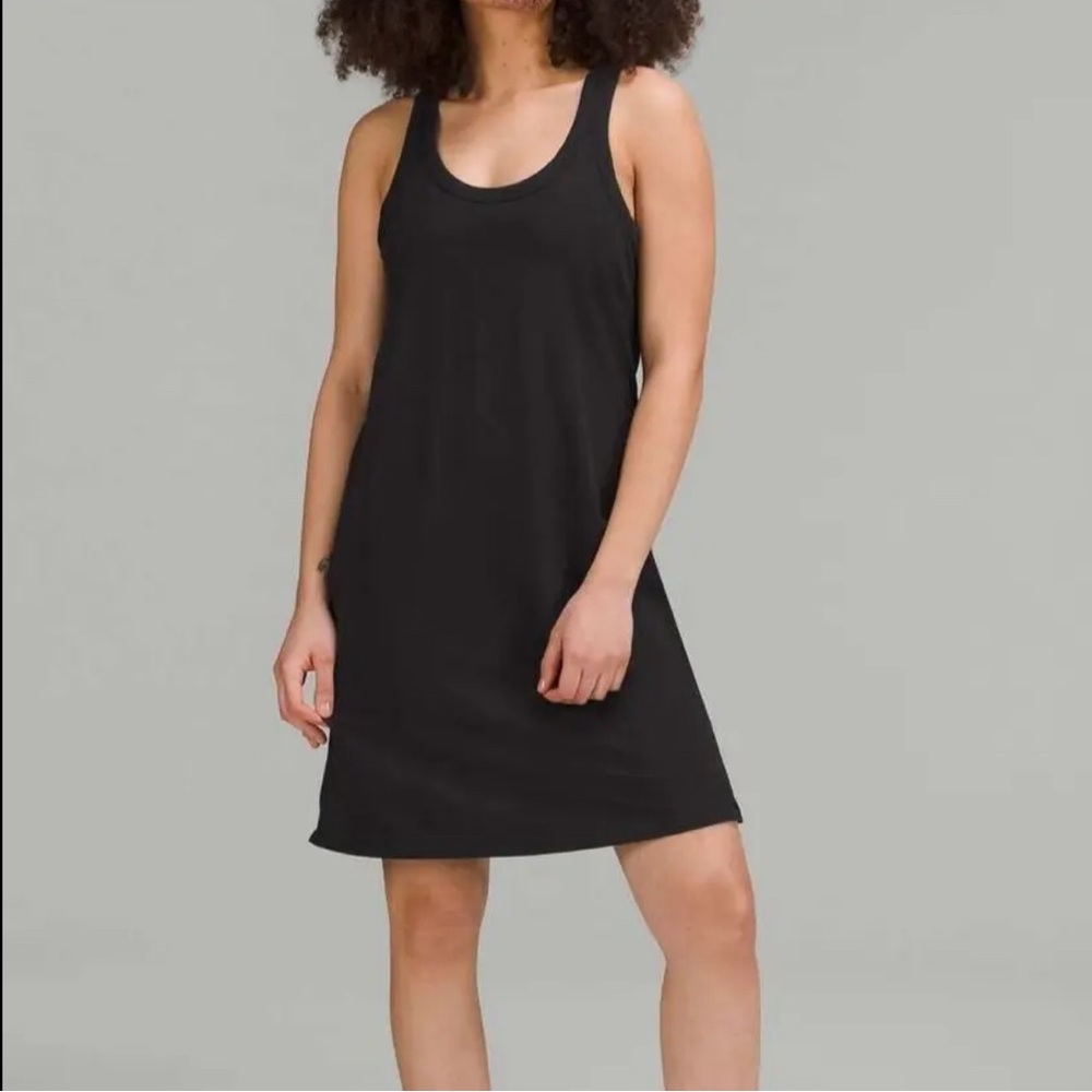 Lululemon Classic Fit Cotten- Blend Scoop Dress, black, size 4.